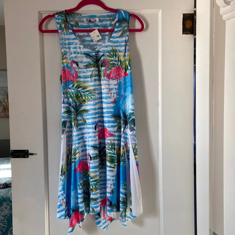 India Boutique Tropical Flamingo Dress - Picture 1 of 8